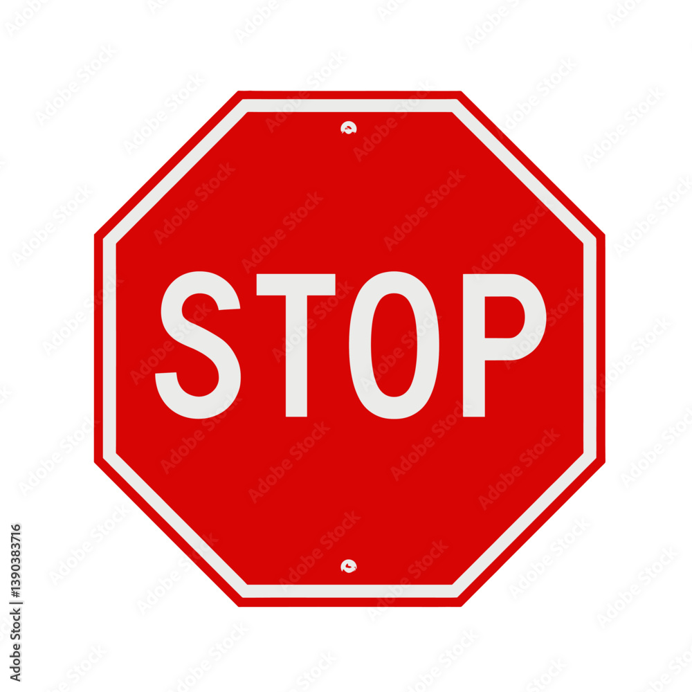 Red Stop Sign: A bold, iconic red stop sign stands as a clear and