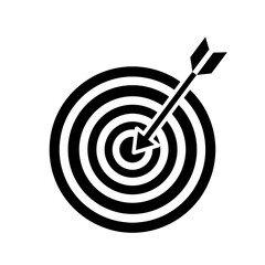 Fototapete - Precision Perfected: An arrow pierces the bullseye, a stark illustration of achieving the perfect shot. This graphic embodies focus, accuracy, and the fulfillment of a target.