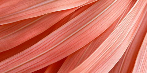 Aufkleber - Close-up of coral-colored leaf texture, showing parallel lines, creating a smooth and linear appearance, showcasing natural texture for design concepts