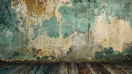 Poster - Weathered Wall and Rustic Floor with Textured Patterns in Earthy Tones Perfect for Artistic Backgrounds and Creative Projects