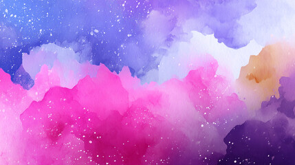 Poster - Abstract watercolor painting with pink purple and blue hues blending together in a dreamy effect