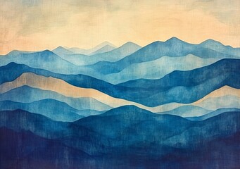 Poster - A grunge brush-painted abstract watercolor in earth tones is showcased on a background resembling watercolor paper