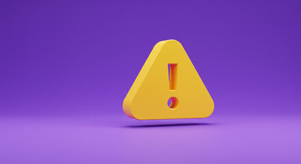 Poster - A bold yellow warning triangle with an exclamation mark, conveying urgent attention against a calming purple backdrop.