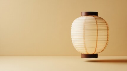 Poster - A paper lantern appears to be floating in a soft beige studio
