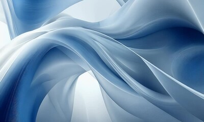 Wall Mural - Abstract Flowing Waves in Soft Blue Tones with Smooth Texture and Light Reflections in a Serene Visual Composition