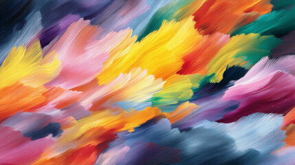 Poster - Abstract painting featuring brush strokes of vibrant colors in a dynamic and expressive composition