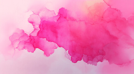 Poster - A pink watercolor cloud formation with soft edges floating on a white and light pink background