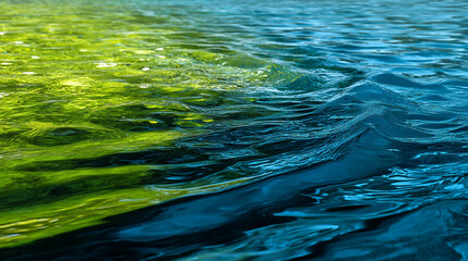 Poster - Abstract view of water surface with color gradient from green to blue and small ripples visible