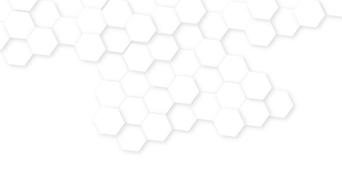Poster - Abstract white soft hexagon concept design abstract technology background vector. White 3D futuristic honeycomb mosaic white background