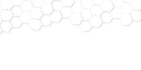 Poster - Abstract white soft hexagon concept design abstract technology background vector. White 3D futuristic honeycomb mosaic white background
