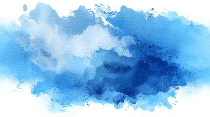 Poster - Abstract watercolor painting featuring shades of blue and white with a cloudy appearance