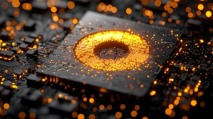 Poster - Circuit board with glowing center