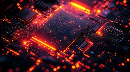 Poster - Circuit board with glowing components (2)