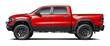© andrew7726 - Modern powerful American red pickup truck, side view in png format.