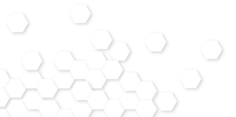 Poster - Abstract white soft hexagon concept design abstract technology background vector. White 3D futuristic honeycomb mosaic white background