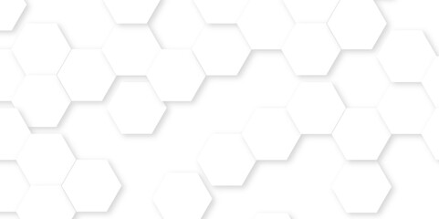 Poster - Abstract white hexagonal geometric background with shadow. Luxury white 3D futuristic honeycomb mosaic white background. Abstract white lines background. Vector Illustration.