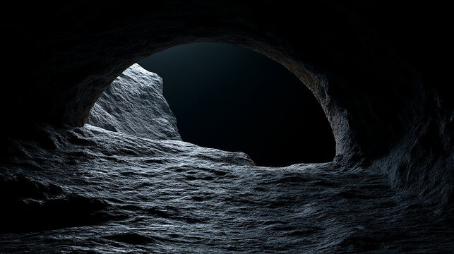 Cave entrance in total darkness, no visible interior