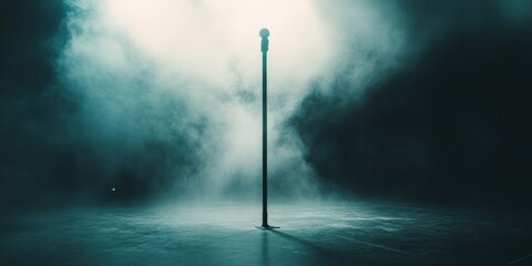 Aufkleber - Ethereal Performance Art Moody Atmospheric Pole Dance Stage with Cinematic Fog - Urban Nightlife Expression and Creative Movement Marketing