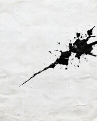 Fototapete - Minimalist Graphic Design Disruption Abstract Black Ink Splatter on Textured White Canvas - Contemporary Digital Art and Creative Visual Storytelling