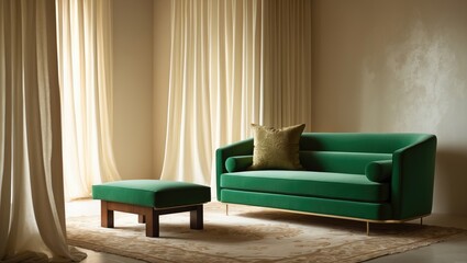 Poster - Chic living room featuring a soft carpet and sofa. Interior design