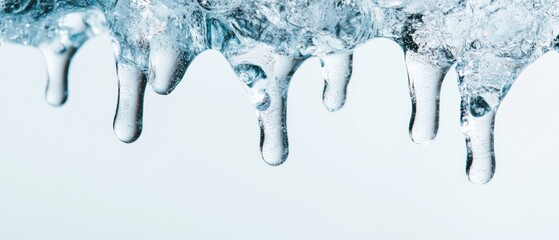 Aufkleber - Ethereal Climate Transformation Crystalline Frost Icicles in Minimalist Liquid Dynamics - Avant-Garde Environmental Design and Sustainable Winter Aesthetic
