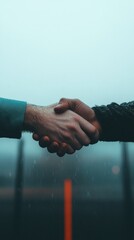 Poster - Inclusive Global Partnership Diverse Professionals Forging Connections Through Powerful Multicultural Handshake - Collaborative Innovation in Modern Workplace Environments
