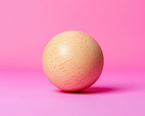 Fototapete - Minimalist Wood Sphere on Vibrant Pop Art Background Organic Texture Meets Digital Aesthetic for Contemporary Design, Branding and Creative Visualization