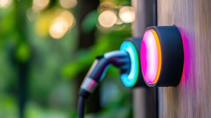 Aufkleber - Eco-Futuristic Urban Charging Vibrant Smart Electric Vehicle Infrastructure Illuminating Green Mobility Transition with Advanced Sustainable Technology Design