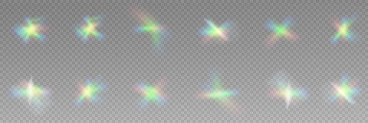 Wall Mural - light crystal png, glass effect, sparkle bokeh, glitter rainbow light neon, transparent diamond, bri