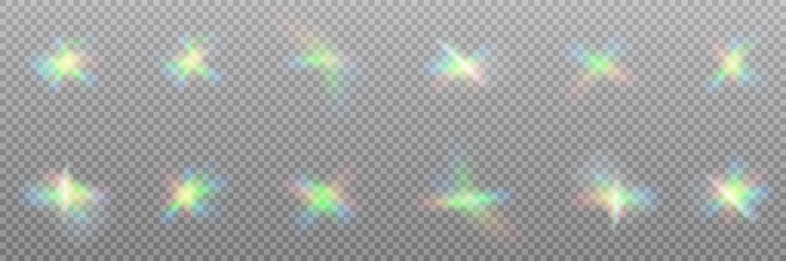 Wall Mural - light crystal png, glass effect, sparkle bokeh, glitter rainbow light neon, transparent diamond, bri