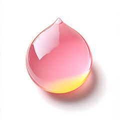 Poster - Big transparent pink and yellow drop on white background
