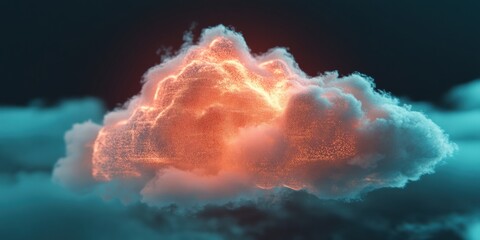 Poster - Futuristic AI Climate Intelligence Digital Cloud Visualization Revealing Predictive Weather Technology and Innovative Environmental Data Analytics