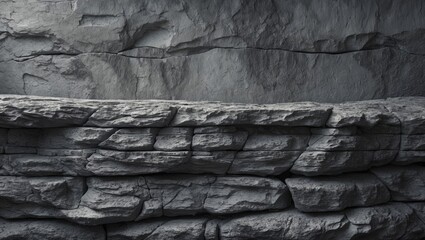 Poster - Stone wall backdrop. Rock texture. Brown gray grunge background. Rocky texture banner with space for your design.