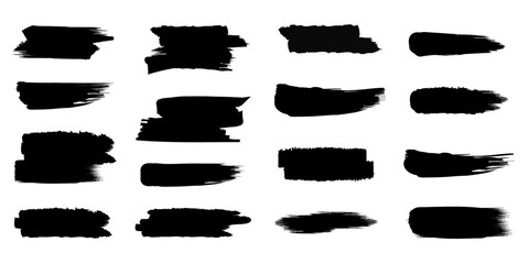 Poster - Grungy brush strokes black paint set line rectangle paint box frames vector illustration graphic resources creative dirty paintbrush splash vignetting