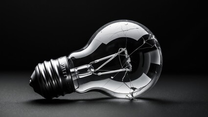 Poster - Shattered light bulb, broken thought