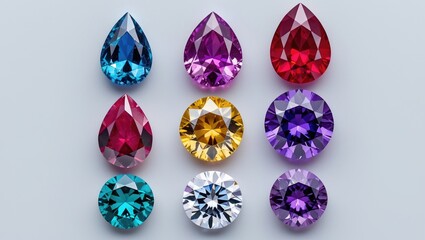 Poster - Shiny jewels displayed on a white background