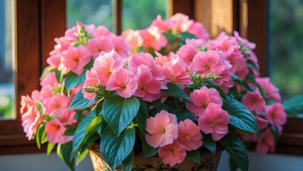 Poster - Brilliant pink impatiens in flower