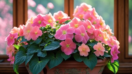 Poster - Vibrant pink impatiens flowering