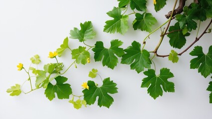 Poster - White background featuring a branch of grape vine