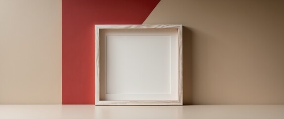 Poster - white frame on red and gray backdrop