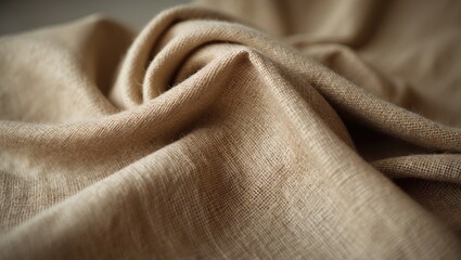 Aufkleber - Brown hemp viscose natural fabric with a rough sackcloth texture, abstract background for fashion textiles