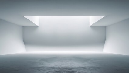 Poster - Empty room with a white cement floor and concrete walls for product display background.