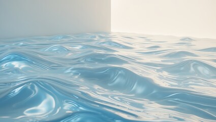 Poster - Waves of blue liquid on a white backdrop