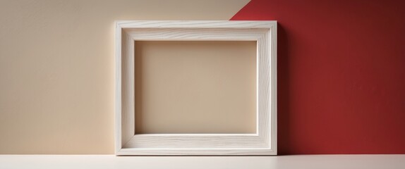 Poster - white frame on red and gray backdrop