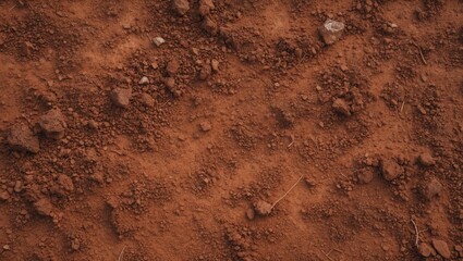 Poster - Brown terrain surface. Close-up natural environment. Top-down view of soil