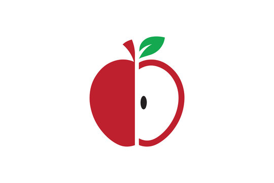 simple Half cut apple silhouette icon vector isolated in white background