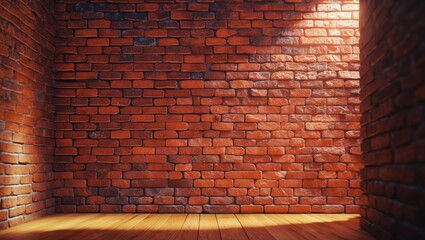 Poster - White brick wall with shadows and light rays from the window, textured background.