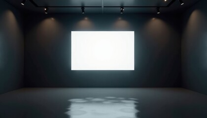 Fototapete - Minimalist gallery space with blank projection screen  
