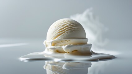 Poster - Vanilla ice cream scoop on a white background, isolated.