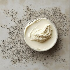 Aufkleber - Creamy texture of whipped butter against a backdrop of ground black pepper on neutral surface